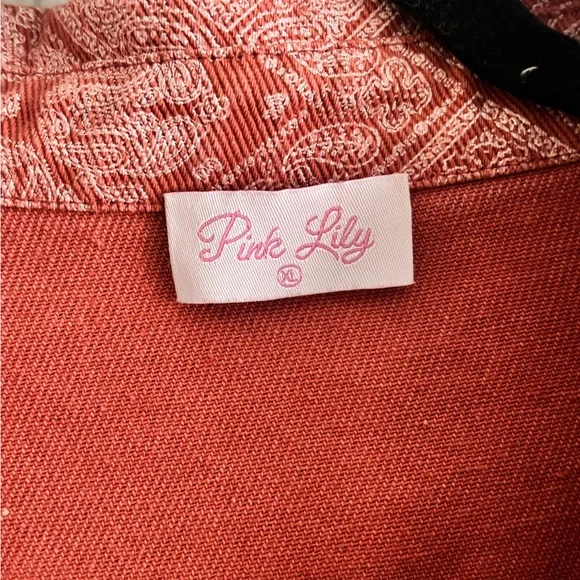 Pink Lily Orange Bandana Patterned Jacket - Picture 4 of 4